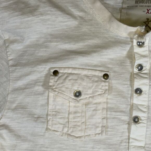 Cultural Revolution‎ Shirt Men's XXL Long Sleeve Button Up Neck Two Pocket Beige - Picture 5 of 14